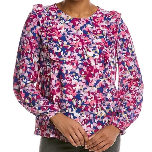 Nanette Lepore Tops - Nanette Lepore Ruffle Floral Pink Women's Top